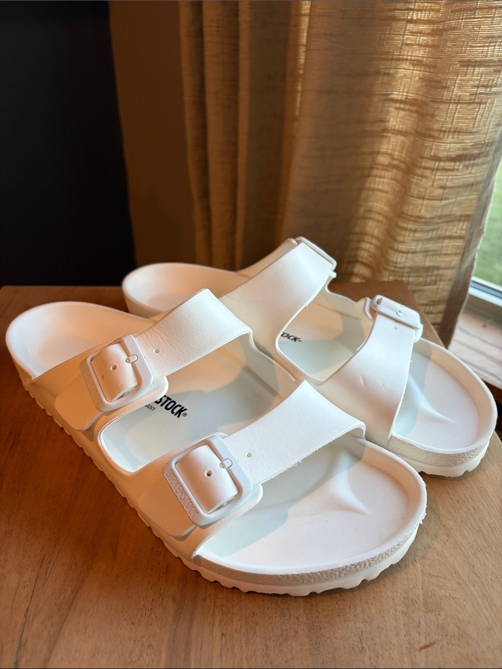 Birkenstock Arizona Essentials White EVA Two-Buckle Slide Sandals